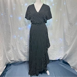 Polka Dot Short Sleeve Wrap Around Dress
